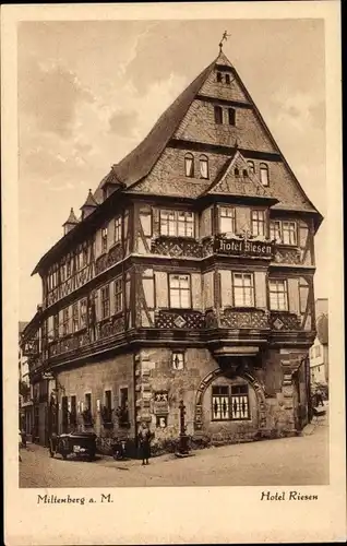 Ak Miltenberg am Main Unterfranken, Hotel Riesen, Fachwerkhaus