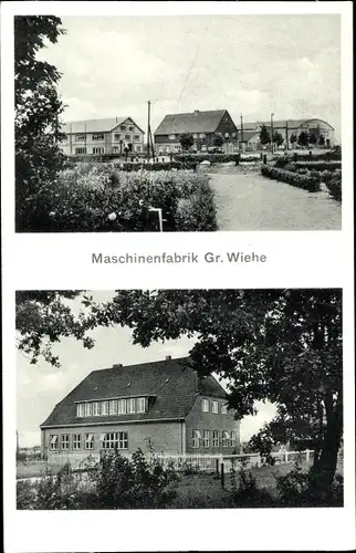 Ak Großenwiehe Schleswig Holstein, Maschinenfabrik, Straßenpartie, Schule