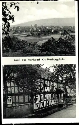 Ak Wenkbach Weimar an der Lahn, Durchblick zum Ort, Gasthof