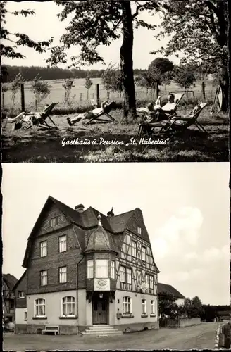 Ak Maisborn im Hunsrück, Gasthof St. Hubertus, Bes. B. Klippel, Liegewiese