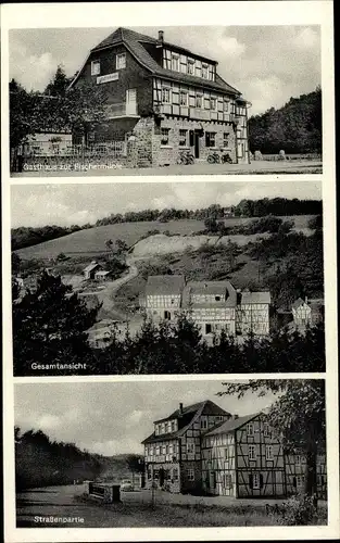 Ak Marialinden Overath im Bergischen Land, Gasthof Fischermühle, Gesamtansicht, Straßenpartie