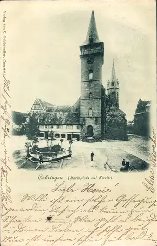 Ak Oehringen Öhringen im Hohenlohekreis Württemberg, Marktplatz, Kirche