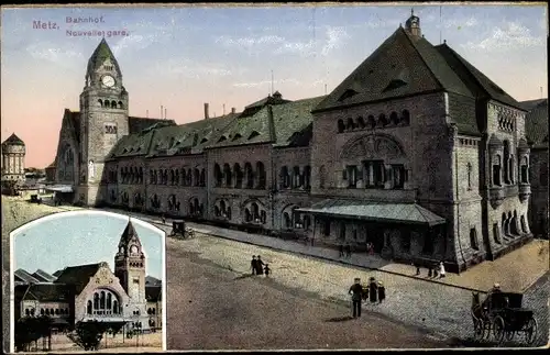 Ak Metz Moselle, Bahnhof, Straßenseite