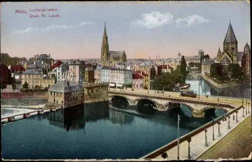 Ak Metz Moselle, Quai St. Louis, Ludwigstaden