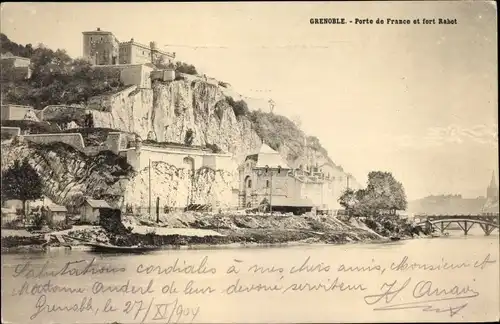 Ak Grenoble Isère, Porte de France et fort Rabot