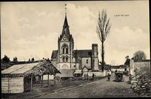 Ak Laval Aisne, Ortsansicht, Kirchturm