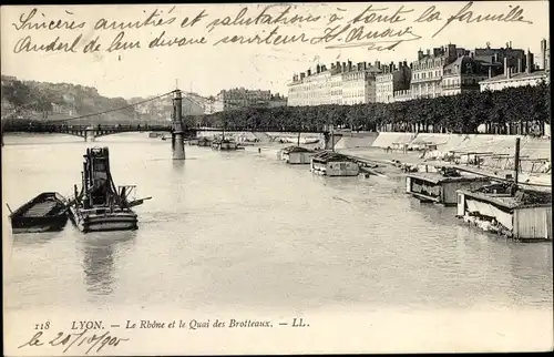 Ak Lyon Rhône, La Rhone et le Quai des Brotteaux