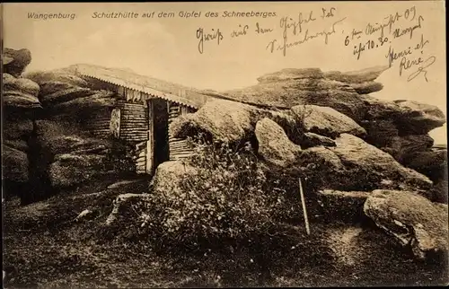 Ak Wangenbourg Wangenburg Elsass Bas Rhin, Schutzhütte auf dem Gipfel des Schneeberges