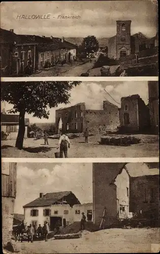 Ak Halloville Meurthe et Moselle, Ortsansichten, Ruine, Trümmer, Zerstörungen 1. WK