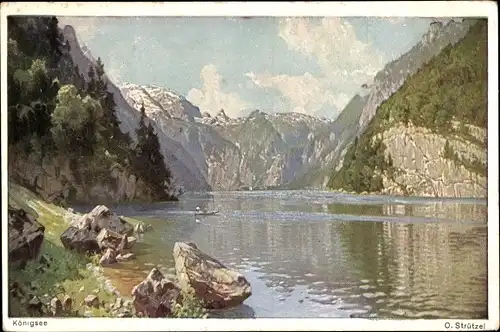Künstler Ak Strützel, Otto, Königssee im Berchtesgadener Land, Novitas 801