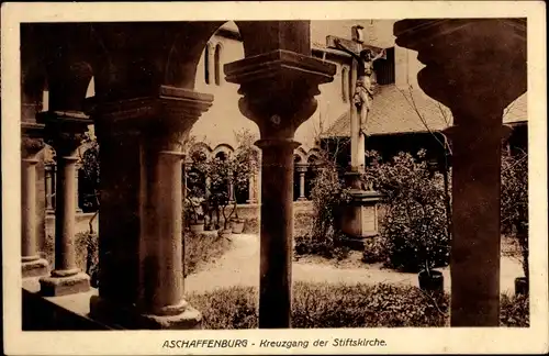 Ak Aschaffenburg in Unterfranken, Kreuzgang der Stiftskirche