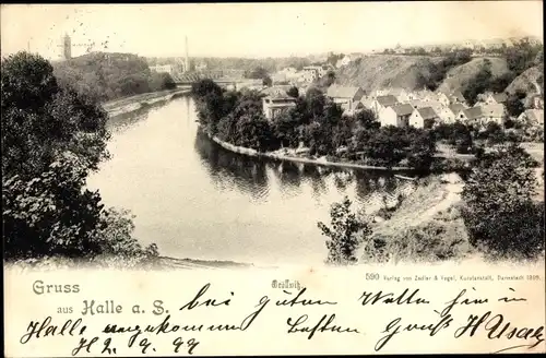 Ak Cröllwitz Kröllwitz Halle an der Saale, Blick auf den Ort