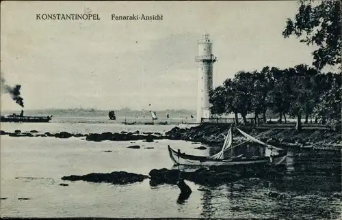 Ak Konstantinopel Istanbul Türkei, Fanaraki, Leuchtturm, Dampfer