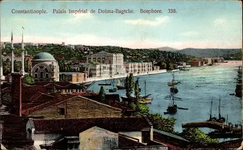 Ak Konstantinopel Istanbul Türkei, Palais Imperial de Dolma-Bagtche, Bosphore