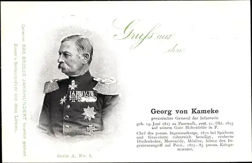 Ak Georg von Kameke, Preußischer General der Infanterie, Portrait, Reklame, Esser's Seifenpulver