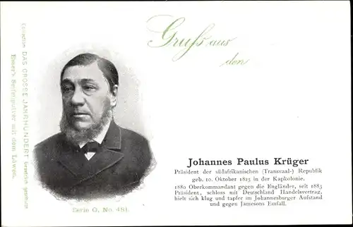 Ak Johannes Paulus Krüger, Präsident Südafrikas, Reklame, Esser's Seifenpulver