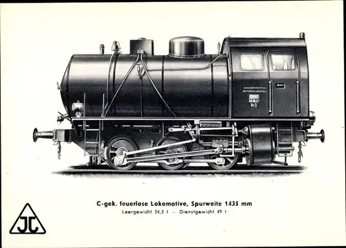 Ak Deutsche Eisenbahn, Dampflokomotive, C gek. feuerlose Lok, Spurweite 1435mm, Arn. Jung