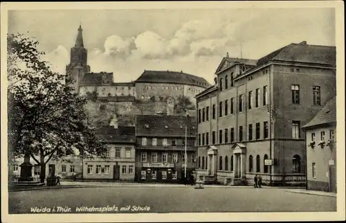 Ak Weida in Thüringen, Wilhelmsplatz, Schule