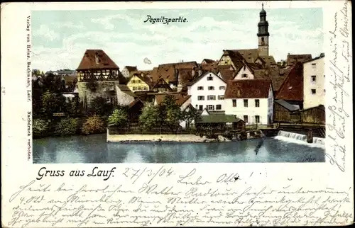 Ak Lauf an der Pegnitz, Teilansicht, Häuser an der Pegnitz