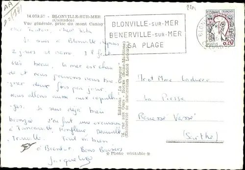 Ak Blonville sur Mer Calvados, vue générale prise du Mont Canisy, Panorama