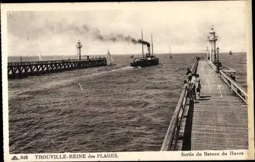 Ak Trouville Calvados, Sortie du Bateau du Havre