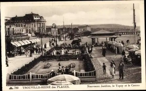 Ak Trouville Calvados, Nouveaux Jardins, le Topsy, le Casino