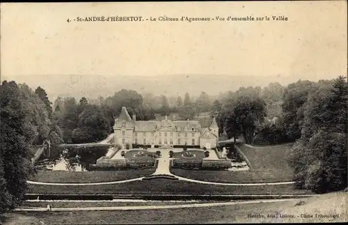 Ak Saint André d'Hébertot Calvados, Le Chateau d'Aguesseau, Vue d'ensemble sur la Vallee