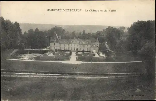 Ak Saint André d'Hébertot Calvados, Le Chateau vu du Vallon