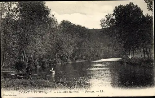 Ak Croisilles Harcourt Calvados, Paysage