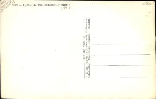 Ak Cricquebœuf Criqueboeuf Calvados, L'Eglise