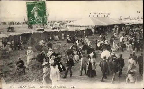 Ak Trouville Calvados, la Plage et les Planches