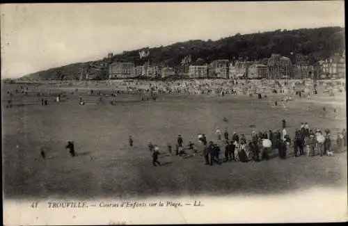 Ak Trouville Calvados,Courses d'enfants sur la plage