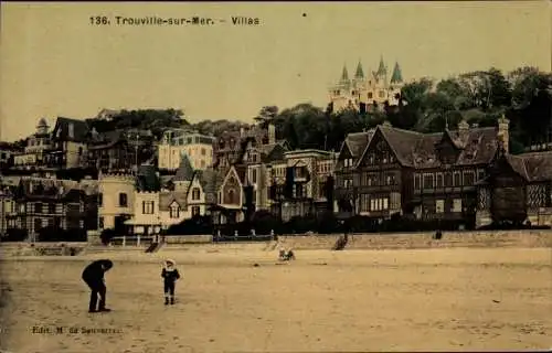 Ak Trouville Calvados, Villas, Strand