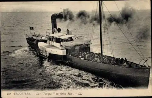 Ak Trouville Calvados, La Touques en plein mer, Dampfschiff