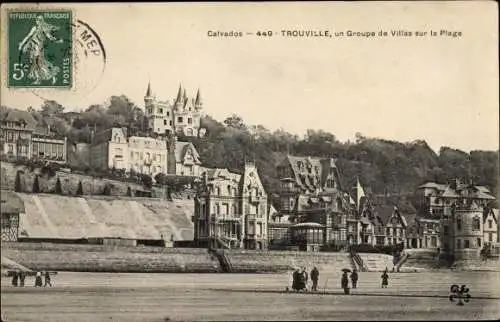 Ak Trouville Calvados, un groupe de villas sur la Plage, Panorama