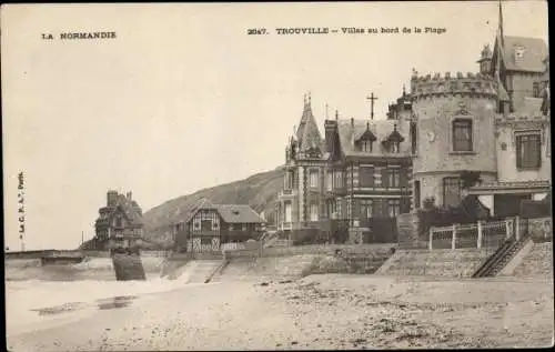 Ak Trouville Calvados, Villas au bord de la Plage