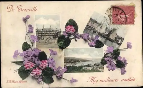 Ak Trouville Calvados, Hôtel de Ville, Hafen, Panorama