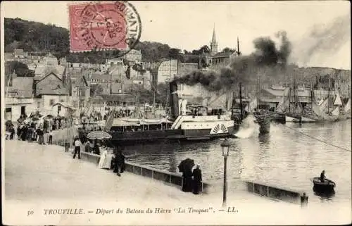 Ak Trouville Calvados, Départ du Bâteau du Havre, La Touques