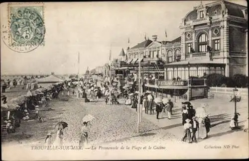 Ak Trouville sur Mer Calvados, la Promenade de la Plage et le Casino