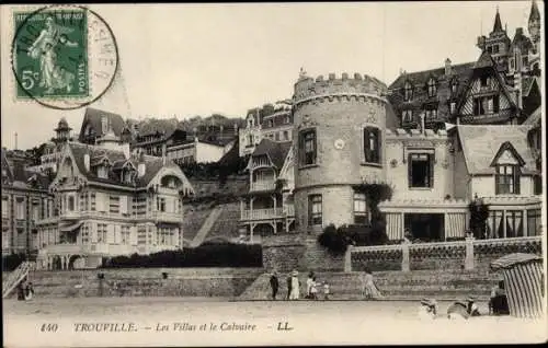 Ak Trouville Calvados, les Villas et le Calvaire