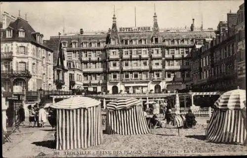 Ak Trouville Calvados, Hotel de Paris, La Cancarnière, Strandpartie