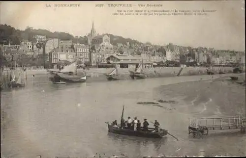 Ak Trouville Calvados, Vue générale, Quais, Hafen, Fischerboote, Ebbe