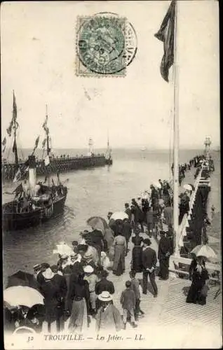 Ak Trouville Calvados, les Jetées, Dampfschiff, Seebrücke