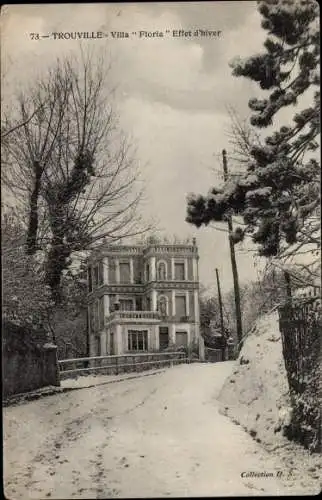 Passepartout Ak Trouville Calvados, Villa Floria Effet d'hiver, Winter