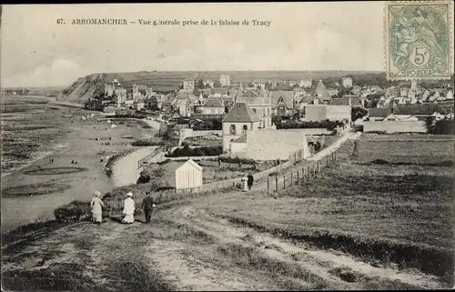Ak Arromanches les Bains Calvados, vue générale prise de la falaise da Tracy, Panorama