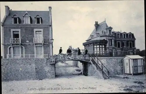 Ak Saint Aubin sur Mer Calvados, Le Pont Pasteur