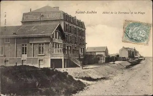 Ak Saint Aubin Calvados, Hotel de la Terrasse et la Plage