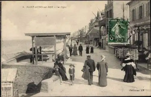 Ak Saint Aubin sur Mer Calvados, La Digue, bazar, Geschäfte