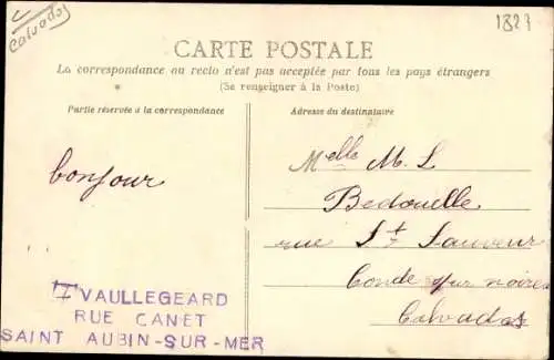 Ak Saint Aubin sur Mer Calvados, La Digue, bazar, Geschäfte