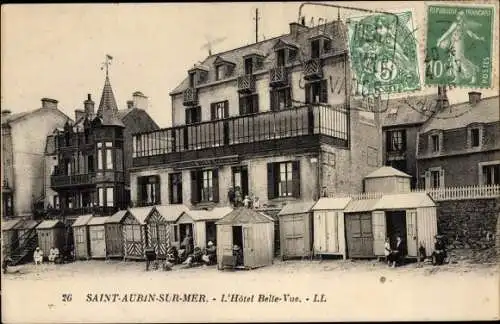 Ak Saint Aubin sur Mer Calvados, l' Hôtel Belle Vue